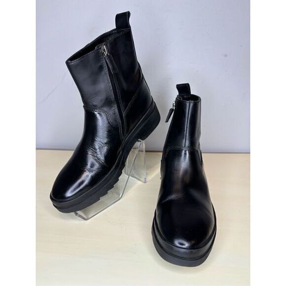 Eileen Fisher Women's Floyd Waterproof Side Zip Leather Rain Boots‎ Black Sz 5.5 - Picture 2 of 8